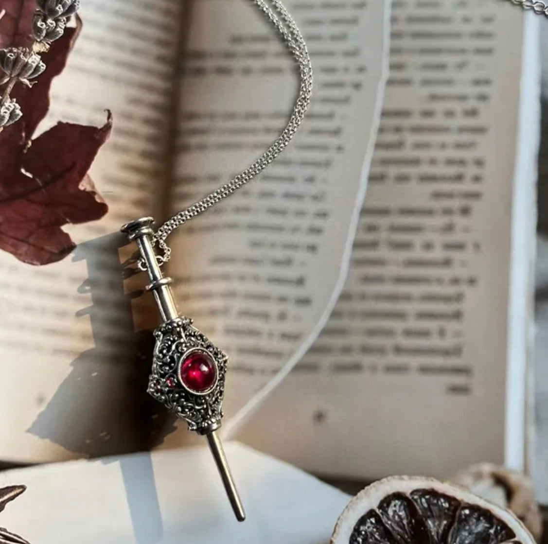 blood capsule witch pendant necklace