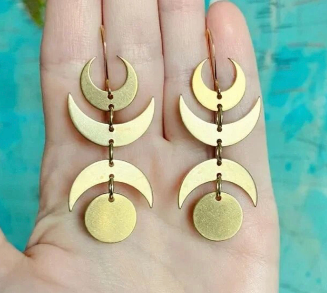 golden moon phase earrings