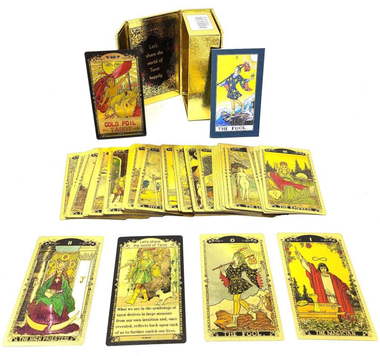 gold foil rider waite smith tarot deck