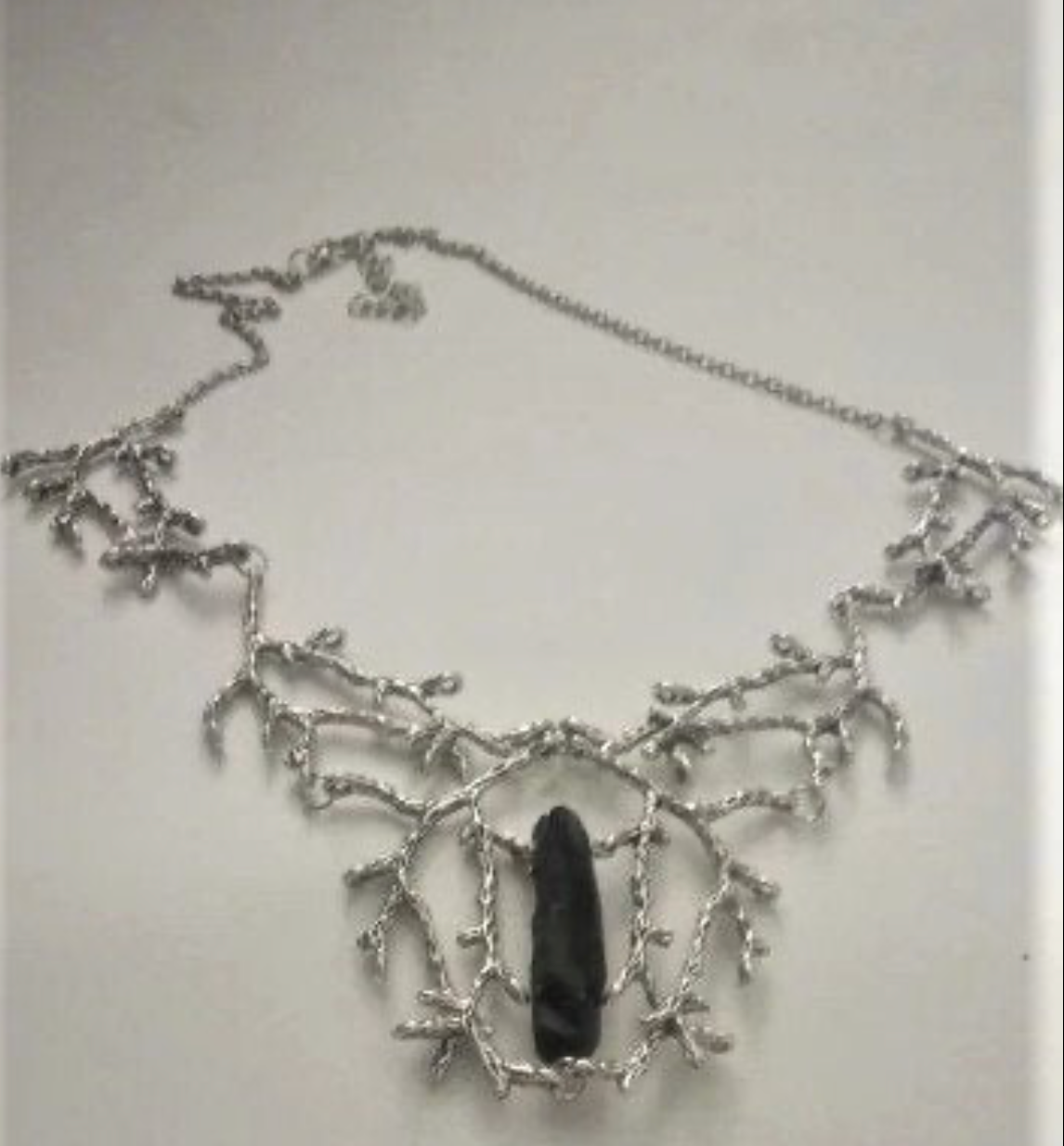 black raw quartz & titanium branch necklace